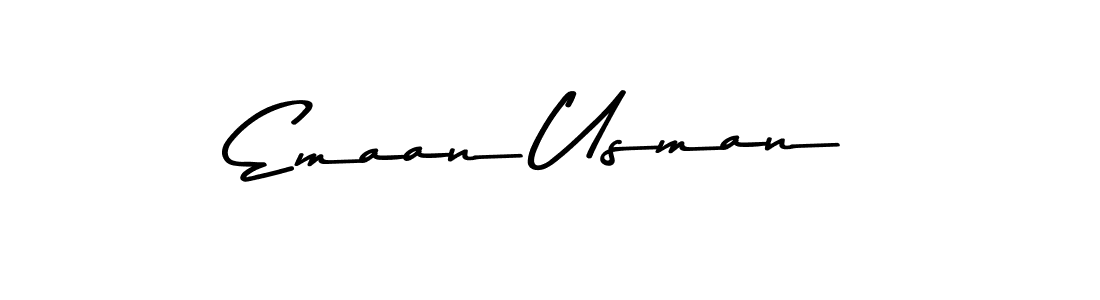 How to make Emaan Usman name signature. Use Asem Kandis PERSONAL USE style for creating short signs online. This is the latest handwritten sign. Emaan Usman signature style 9 images and pictures png