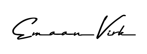 Master the art of signing with Emaan Virk written in fluent Asem Kandis PERSONAL USE script. A great template to practice and refine your handwriting. Emaan Virk signature style 9 images and pictures png