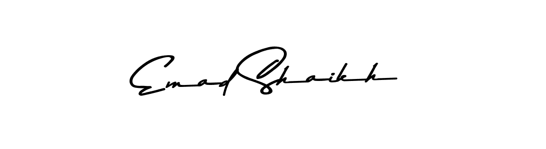 Create a beautiful signature design for name Emad Shaikh. With this signature (Asem Kandis PERSONAL USE) fonts, you can make a handwritten signature for free. Emad Shaikh signature style 9 images and pictures png