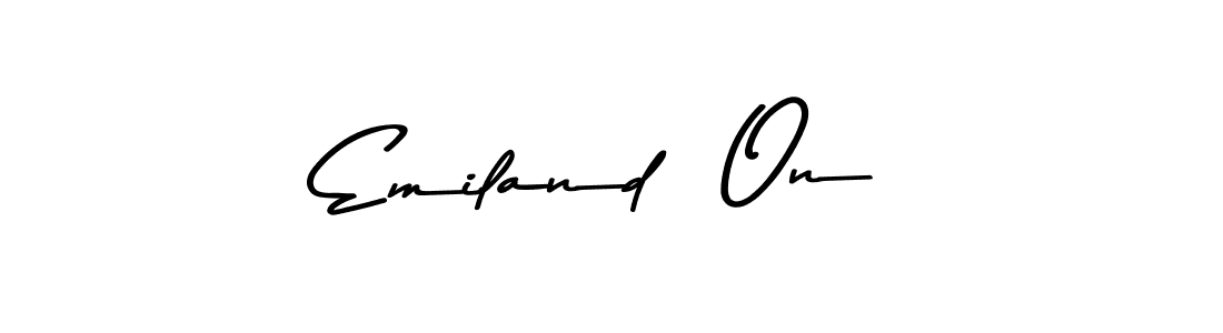 You can use this online signature creator to create a handwritten signature for the name Emiland  On. This is the best online autograph maker. Emiland  On signature style 9 images and pictures png