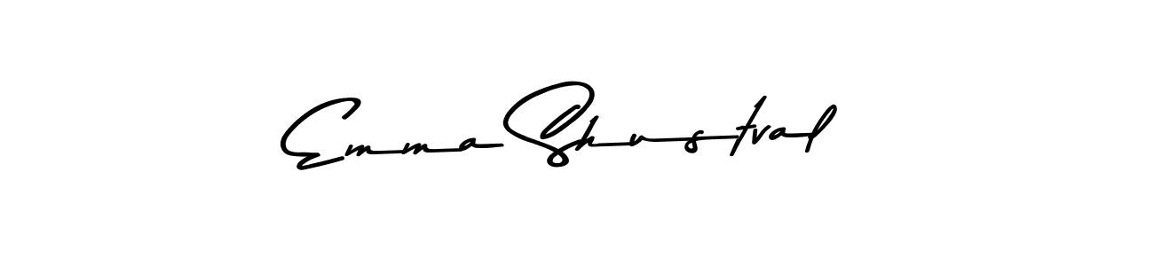 Create a beautiful signature design for name Emma Shustval. With this signature (Asem Kandis PERSONAL USE) fonts, you can make a handwritten signature for free. Emma Shustval signature style 9 images and pictures png