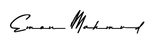 A dynamic signature style for Emon Mahmud using Asem Kandis PERSONAL USE script. Designed to look authentic, handwritten, and professional. Emon Mahmud signature style 9 images and pictures png