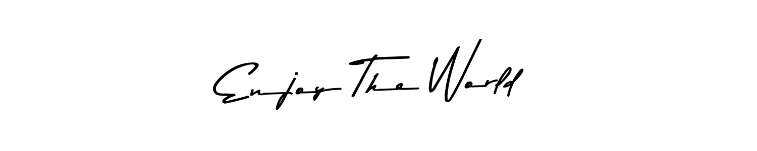 How to make Enjoy The World name signature. Use Asem Kandis PERSONAL USE style for creating short signs online. This is the latest handwritten sign. Enjoy The World signature style 9 images and pictures png