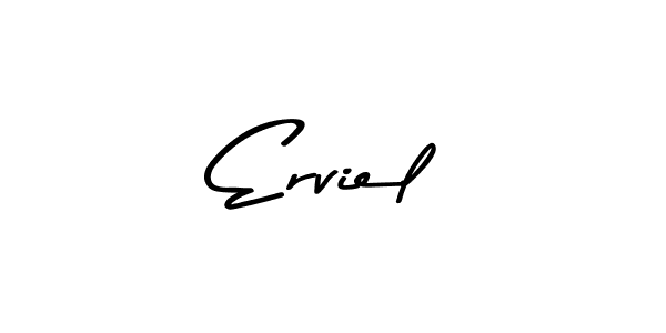 How to make Erviel name signature. Use Asem Kandis PERSONAL USE style for creating short signs online. This is the latest handwritten sign. Erviel signature style 9 images and pictures png