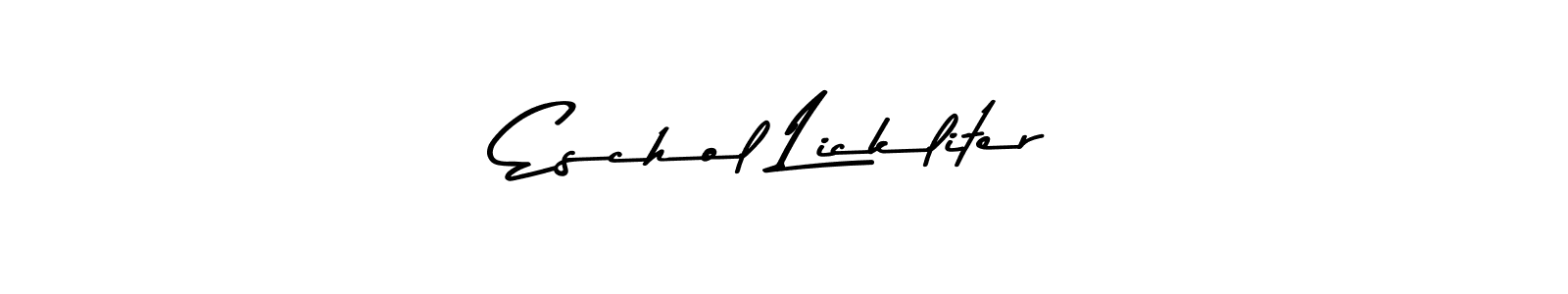 The best way (Asem Kandis PERSONAL USE) to make a short signature is to pick only two or three words in your name. The name Eschol Lickliter include a total of six letters. For converting this name. Eschol Lickliter signature style 9 images and pictures png