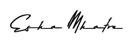Create an unforgettable impression when signing with Esha Mhatre name styled in Asem Kandis PERSONAL USE typography. 100% free online generator. Esha Mhatre signature style 9 images and pictures png