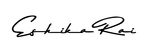 Master the art of signing with Eshika Rai written in fluent Asem Kandis PERSONAL USE script. A great template to practice and refine your handwriting. Eshika Rai signature style 9 images and pictures png