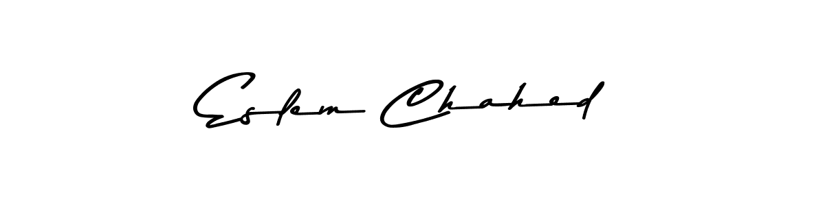 Asem Kandis PERSONAL USE is a professional signature style that is perfect for those who want to add a touch of class to their signature. It is also a great choice for those who want to make their signature more unique. Get Eslem Chahed name to fancy signature for free. Eslem Chahed signature style 9 images and pictures png