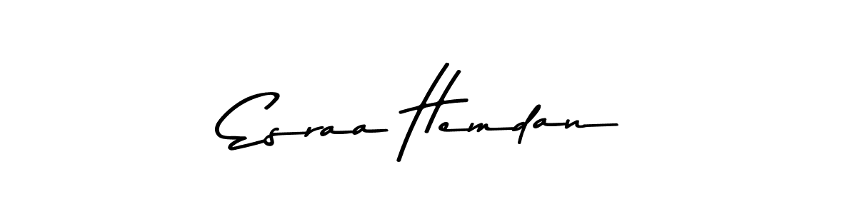 Create a beautiful signature design for name Esraa Hemdan. With this signature (Asem Kandis PERSONAL USE) fonts, you can make a handwritten signature for free. Esraa Hemdan signature style 9 images and pictures png
