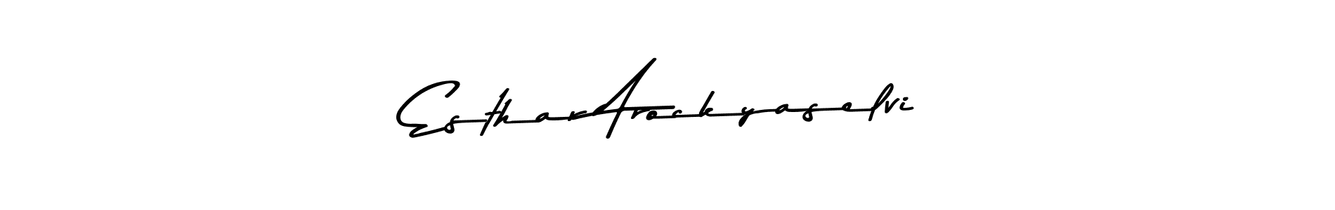 Create a beautiful signature design for name Esthar Arockyaselvi. With this signature (Asem Kandis PERSONAL USE) fonts, you can make a handwritten signature for free. Esthar Arockyaselvi signature style 9 images and pictures png