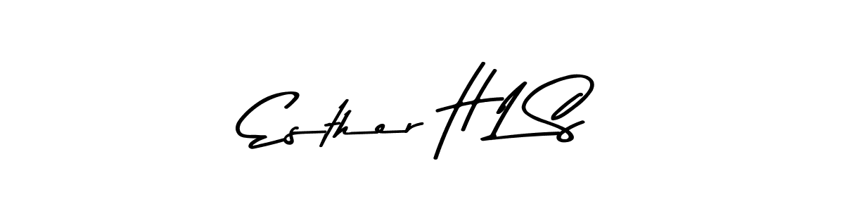 How to make Esther H L S name signature. Use Asem Kandis PERSONAL USE style for creating short signs online. This is the latest handwritten sign. Esther H L S signature style 9 images and pictures png