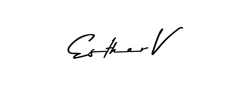 How to make Esther V name signature. Use Asem Kandis PERSONAL USE style for creating short signs online. This is the latest handwritten sign. Esther V signature style 9 images and pictures png