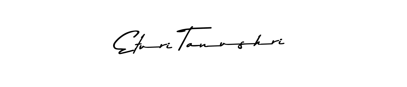 The best way (Asem Kandis PERSONAL USE) to make a short signature is to pick only two or three words in your name. The name Eturi Tanushri include a total of six letters. For converting this name. Eturi Tanushri signature style 9 images and pictures png