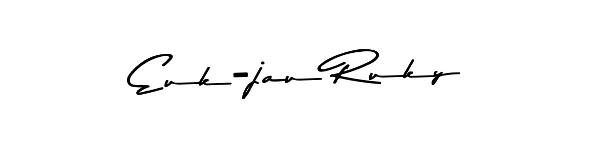 The best way (Asem Kandis PERSONAL USE) to make a short signature is to pick only two or three words in your name. The name Euk-jau Ruky include a total of six letters. For converting this name. Euk-jau Ruky signature style 9 images and pictures png