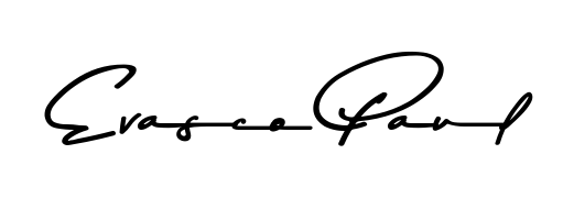 Create an unforgettable impression when signing with Evasco Paul name styled in Asem Kandis PERSONAL USE typography. 100% free online generator. Evasco Paul signature style 9 images and pictures png