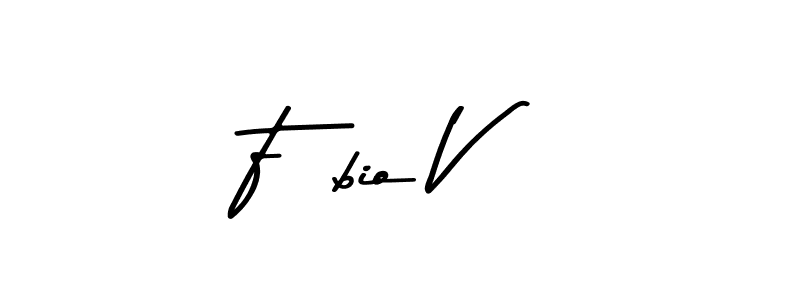 How to make Fábio V name signature. Use Asem Kandis PERSONAL USE style for creating short signs online. This is the latest handwritten sign. Fábio V signature style 9 images and pictures png