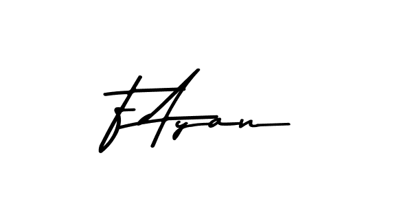 How to make F Ayan name signature. Use Asem Kandis PERSONAL USE style for creating short signs online. This is the latest handwritten sign. F Ayan signature style 9 images and pictures png
