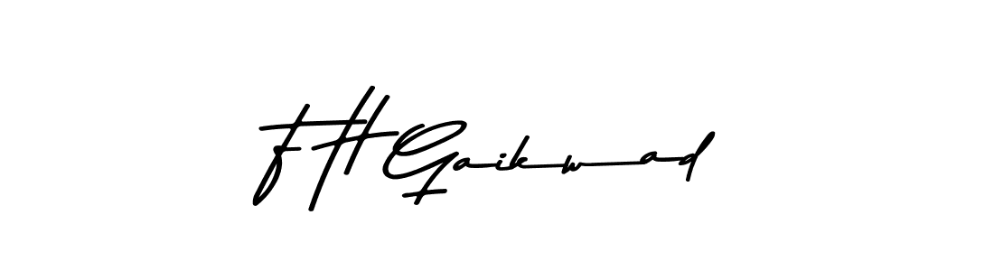 How to make F H Gaikwad name signature. Use Asem Kandis PERSONAL USE style for creating short signs online. This is the latest handwritten sign. F H Gaikwad signature style 9 images and pictures png