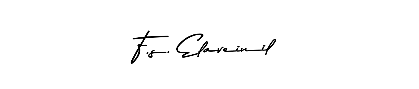 The best way (Asem Kandis PERSONAL USE) to make a short signature is to pick only two or three words in your name. The name F.s. Elaveinil include a total of six letters. For converting this name. F.s. Elaveinil signature style 9 images and pictures png