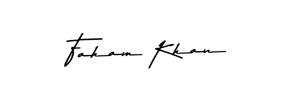 Create a beautiful signature design for name Faham Khan. With this signature (Asem Kandis PERSONAL USE) fonts, you can make a handwritten signature for free. Faham Khan signature style 9 images and pictures png