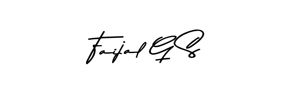 How to make Faijal G S name signature. Use Asem Kandis PERSONAL USE style for creating short signs online. This is the latest handwritten sign. Faijal G S signature style 9 images and pictures png