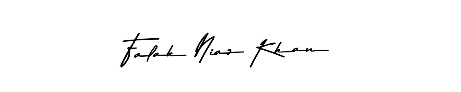 Make a beautiful signature design for name Falak Niaz Khan. With this signature (Asem Kandis PERSONAL USE) style, you can create a handwritten signature for free. Falak Niaz Khan signature style 9 images and pictures png