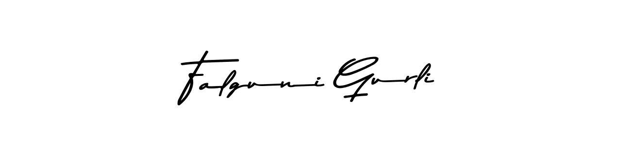 How to make Falguni Gurli name signature. Use Asem Kandis PERSONAL USE style for creating short signs online. This is the latest handwritten sign. Falguni Gurli signature style 9 images and pictures png