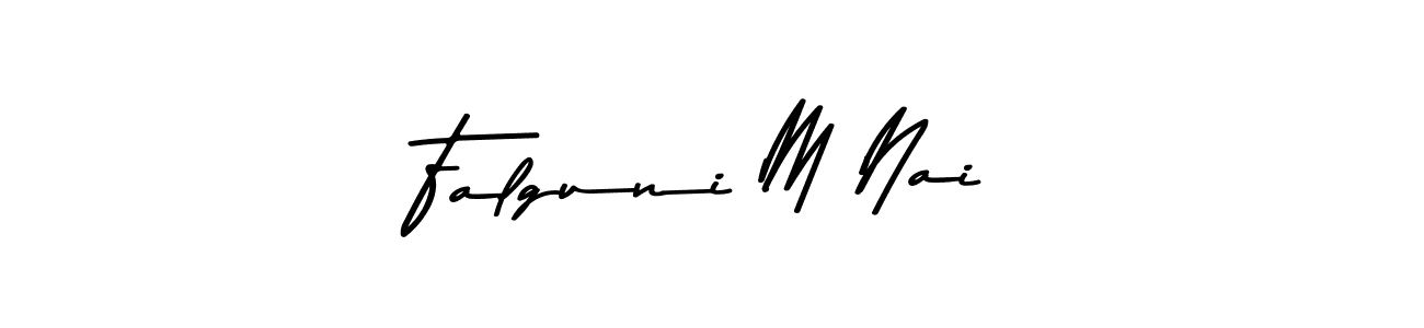 How to make Falguni M Nai name signature. Use Asem Kandis PERSONAL USE style for creating short signs online. This is the latest handwritten sign. Falguni M Nai signature style 9 images and pictures png