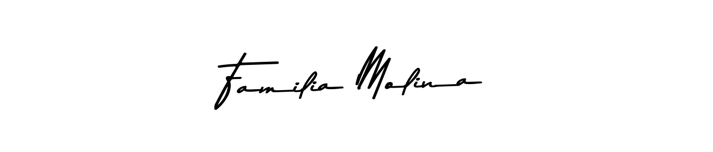 Create a beautiful signature design for name Familia Molina. With this signature (Asem Kandis PERSONAL USE) fonts, you can make a handwritten signature for free. Familia Molina signature style 9 images and pictures png