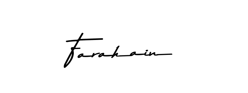 How to make Farahain name signature. Use Asem Kandis PERSONAL USE style for creating short signs online. This is the latest handwritten sign. Farahain signature style 9 images and pictures png