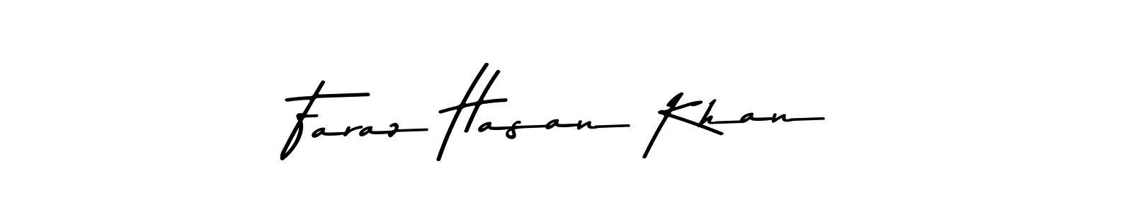 Make a beautiful signature design for name Faraz Hasan Khan. With this signature (Asem Kandis PERSONAL USE) style, you can create a handwritten signature for free. Faraz Hasan Khan signature style 9 images and pictures png