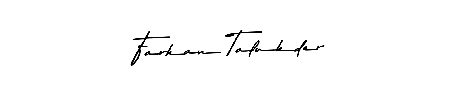 Create a beautiful signature design for name Farhan Talukder. With this signature (Asem Kandis PERSONAL USE) fonts, you can make a handwritten signature for free. Farhan Talukder signature style 9 images and pictures png