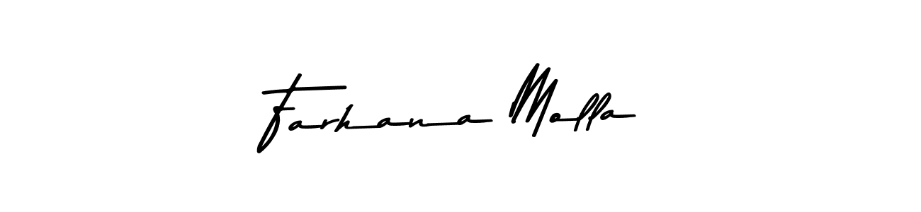 Create a beautiful signature design for name Farhana Molla. With this signature (Asem Kandis PERSONAL USE) fonts, you can make a handwritten signature for free. Farhana Molla signature style 9 images and pictures png