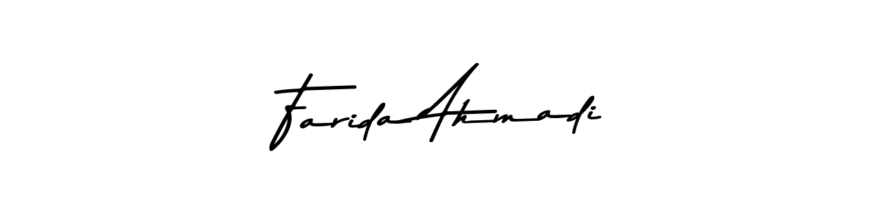 How to make Farida Ahmadi name signature. Use Asem Kandis PERSONAL USE style for creating short signs online. This is the latest handwritten sign. Farida Ahmadi signature style 9 images and pictures png