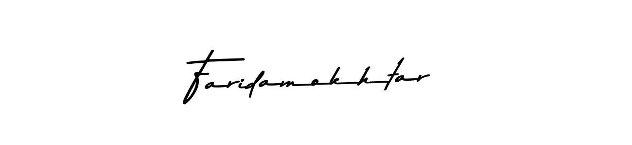 How to make Faridamokhtar name signature. Use Asem Kandis PERSONAL USE style for creating short signs online. This is the latest handwritten sign. Faridamokhtar signature style 9 images and pictures png