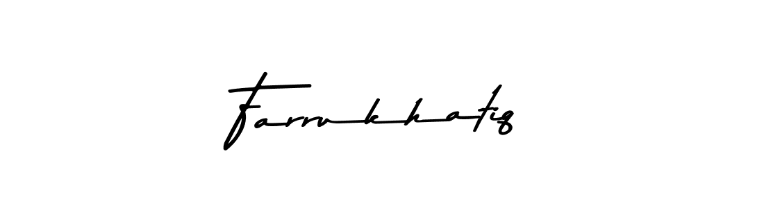 Make a beautiful signature design for name Farrukhatiq. With this signature (Asem Kandis PERSONAL USE) style, you can create a handwritten signature for free. Farrukhatiq signature style 9 images and pictures png