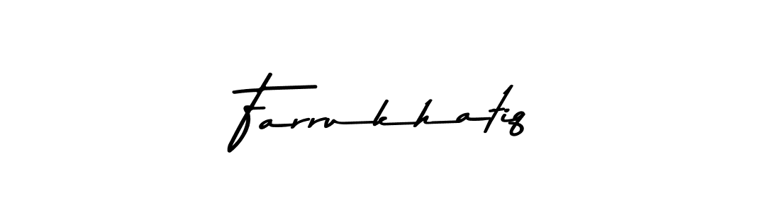 Make a beautiful signature design for name Farrukhatiq. With this signature (Asem Kandis PERSONAL USE) style, you can create a handwritten signature for free. Farrukhatiq signature style 9 images and pictures png