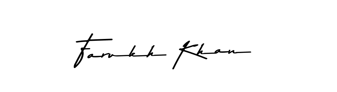 Make a beautiful signature design for name Farukh Khan. With this signature (Asem Kandis PERSONAL USE) style, you can create a handwritten signature for free. Farukh Khan signature style 9 images and pictures png