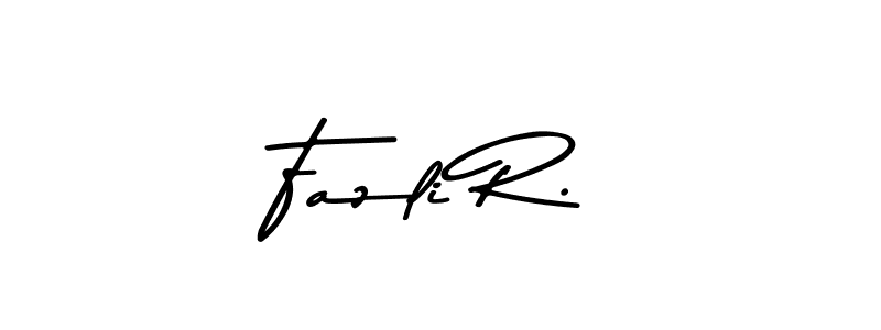 The best way (Asem Kandis PERSONAL USE) to make a short signature is to pick only two or three words in your name. The name Fazli R. include a total of six letters. For converting this name. Fazli R. signature style 9 images and pictures png