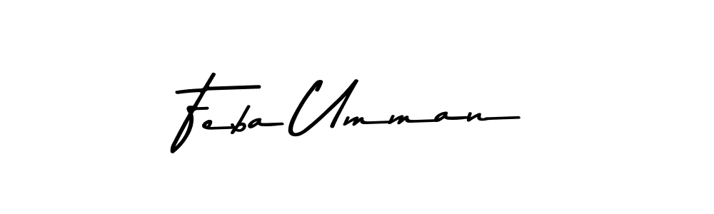 Create a beautiful signature design for name Feba Umman. With this signature (Asem Kandis PERSONAL USE) fonts, you can make a handwritten signature for free. Feba Umman signature style 9 images and pictures png