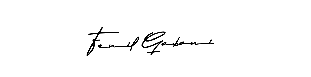 Make a beautiful signature design for name Fenil Gabani. With this signature (Asem Kandis PERSONAL USE) style, you can create a handwritten signature for free. Fenil Gabani signature style 9 images and pictures png