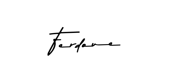 How to make Ferdoue name signature. Use Asem Kandis PERSONAL USE style for creating short signs online. This is the latest handwritten sign. Ferdoue signature style 9 images and pictures png