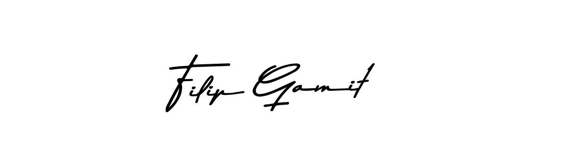 How to make Filip Gamit name signature. Use Asem Kandis PERSONAL USE style for creating short signs online. This is the latest handwritten sign. Filip Gamit signature style 9 images and pictures png