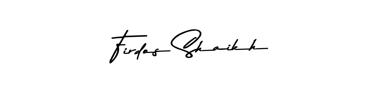 Make a beautiful signature design for name Firdos Shaikh. With this signature (Asem Kandis PERSONAL USE) style, you can create a handwritten signature for free. Firdos Shaikh signature style 9 images and pictures png
