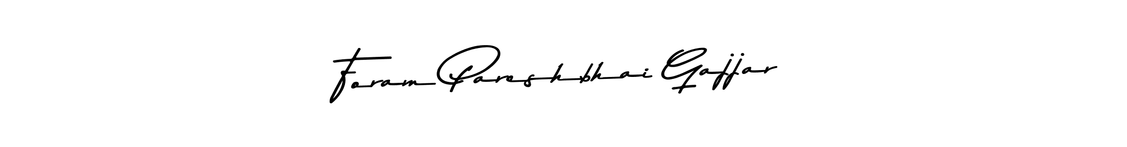 Create a beautiful signature design for name Foram Pareshbhai Gajjar. With this signature (Asem Kandis PERSONAL USE) fonts, you can make a handwritten signature for free. Foram Pareshbhai Gajjar signature style 9 images and pictures png