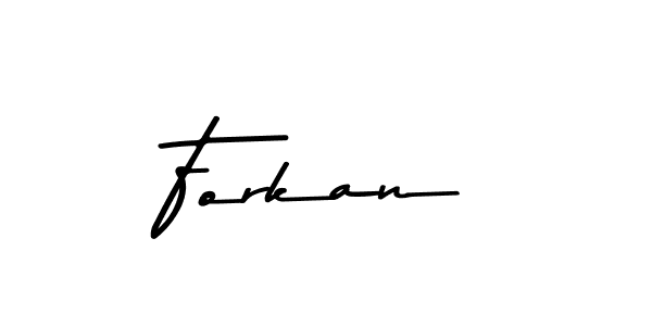 How to make Forkan name signature. Use Asem Kandis PERSONAL USE style for creating short signs online. This is the latest handwritten sign. Forkan signature style 9 images and pictures png