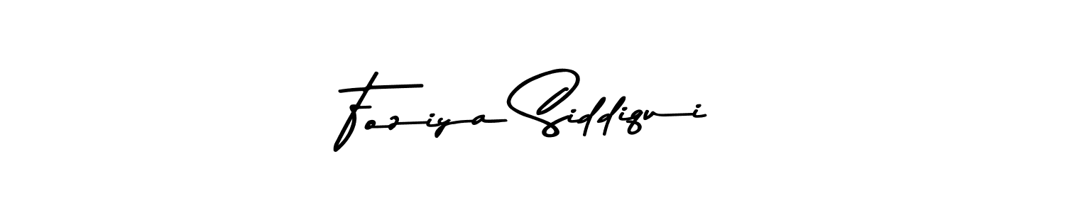Make a beautiful signature design for name Foziya Siddiqui. With this signature (Asem Kandis PERSONAL USE) style, you can create a handwritten signature for free. Foziya Siddiqui signature style 9 images and pictures png