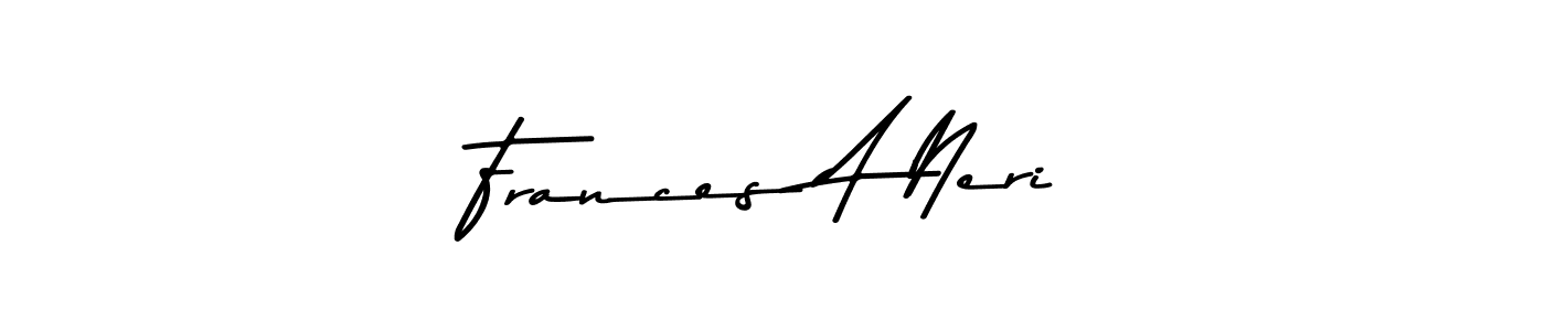 How to make Frances A Neri name signature. Use Asem Kandis PERSONAL USE style for creating short signs online. This is the latest handwritten sign. Frances A Neri signature style 9 images and pictures png