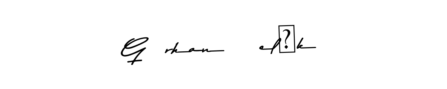 Make a beautiful signature design for name Gürhan Çelİk. With this signature (Asem Kandis PERSONAL USE) style, you can create a handwritten signature for free. Gürhan Çelİk signature style 9 images and pictures png