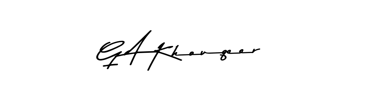 How to make G A Khouqeer name signature. Use Asem Kandis PERSONAL USE style for creating short signs online. This is the latest handwritten sign. G A Khouqeer signature style 9 images and pictures png